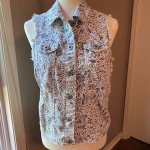 Versona print denim vest